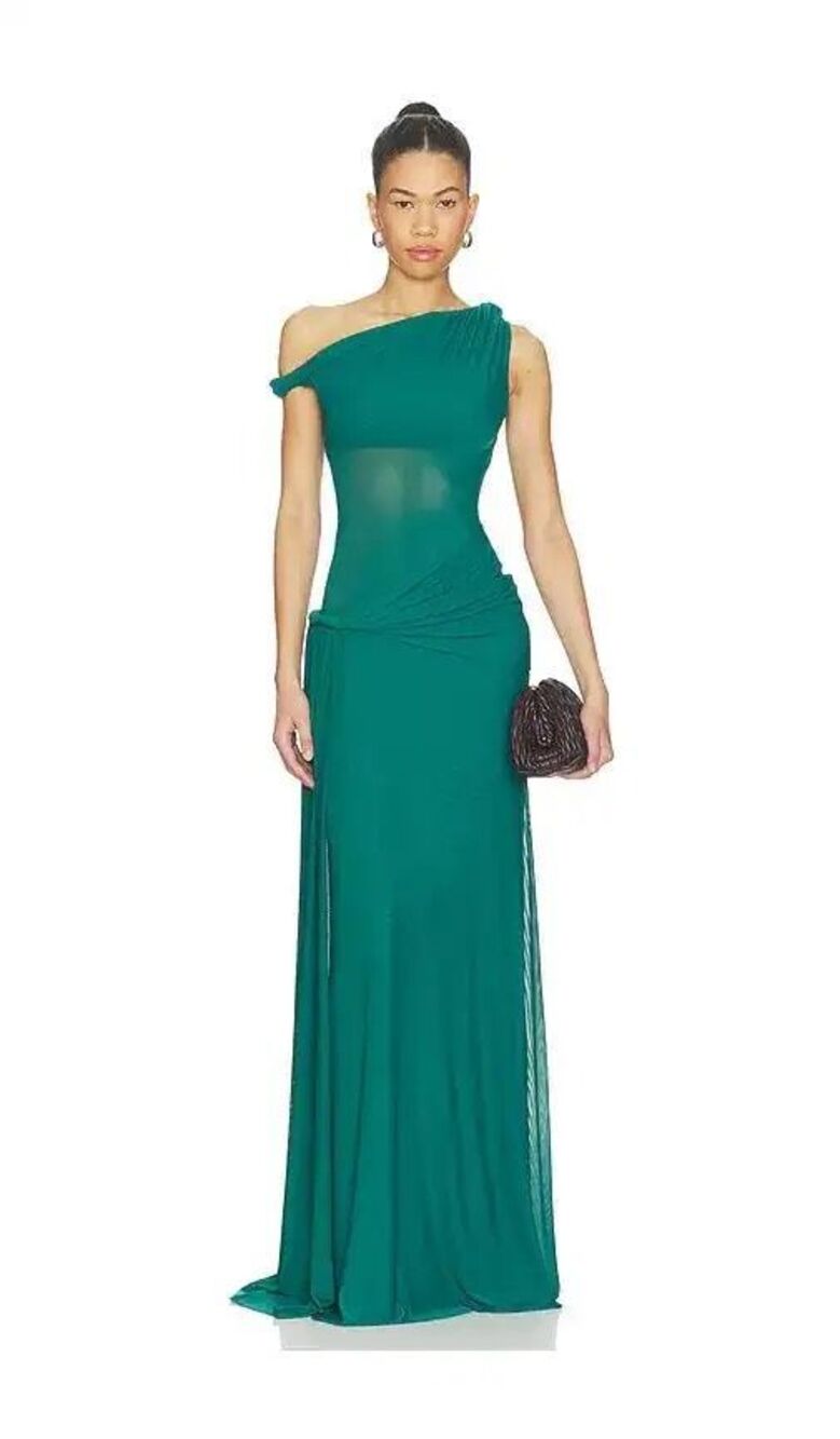 MISHA COLLECTION The Sisal Mesh Dress in Teal Blue Size XS $450